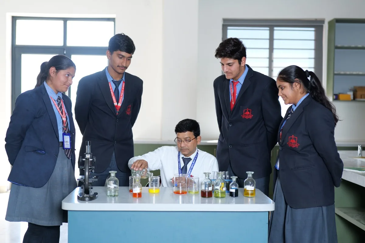 Students conducting a science lab experiment